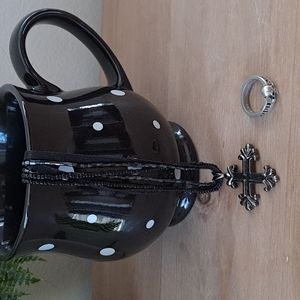 Alchemy Gothic Ring plus Gothic Inspired Necklace and Mug